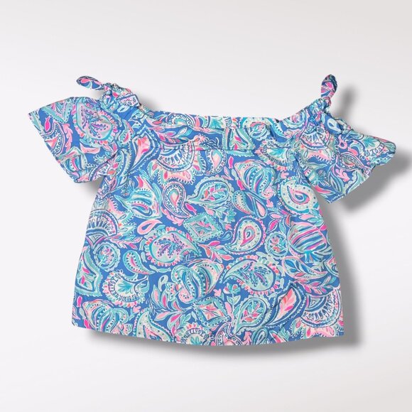 Lilly Pulitzer Off Shoulder Paisley Cotton Top Small - Picture 10 of 10